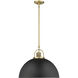 Artistan 1 Light 17.7 inch Vintage Brass/Matte Black Indoor Pendant Ceiling Light